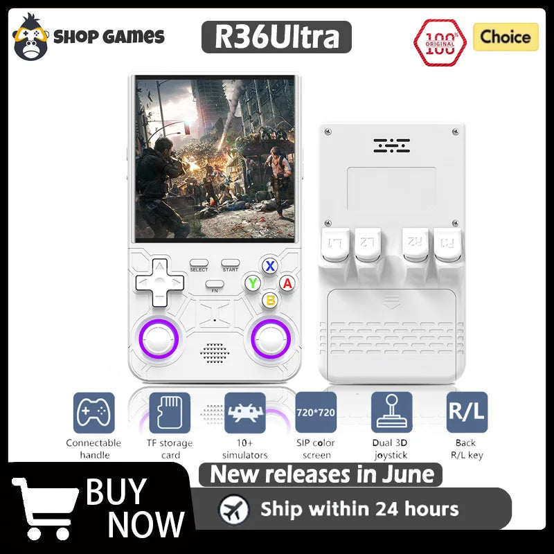 2025 R36 Ultra Open Source R36S Video Game Console Linux System 4.0 Inch IPS Screen  Portable Pocket Video Player 64G best Games